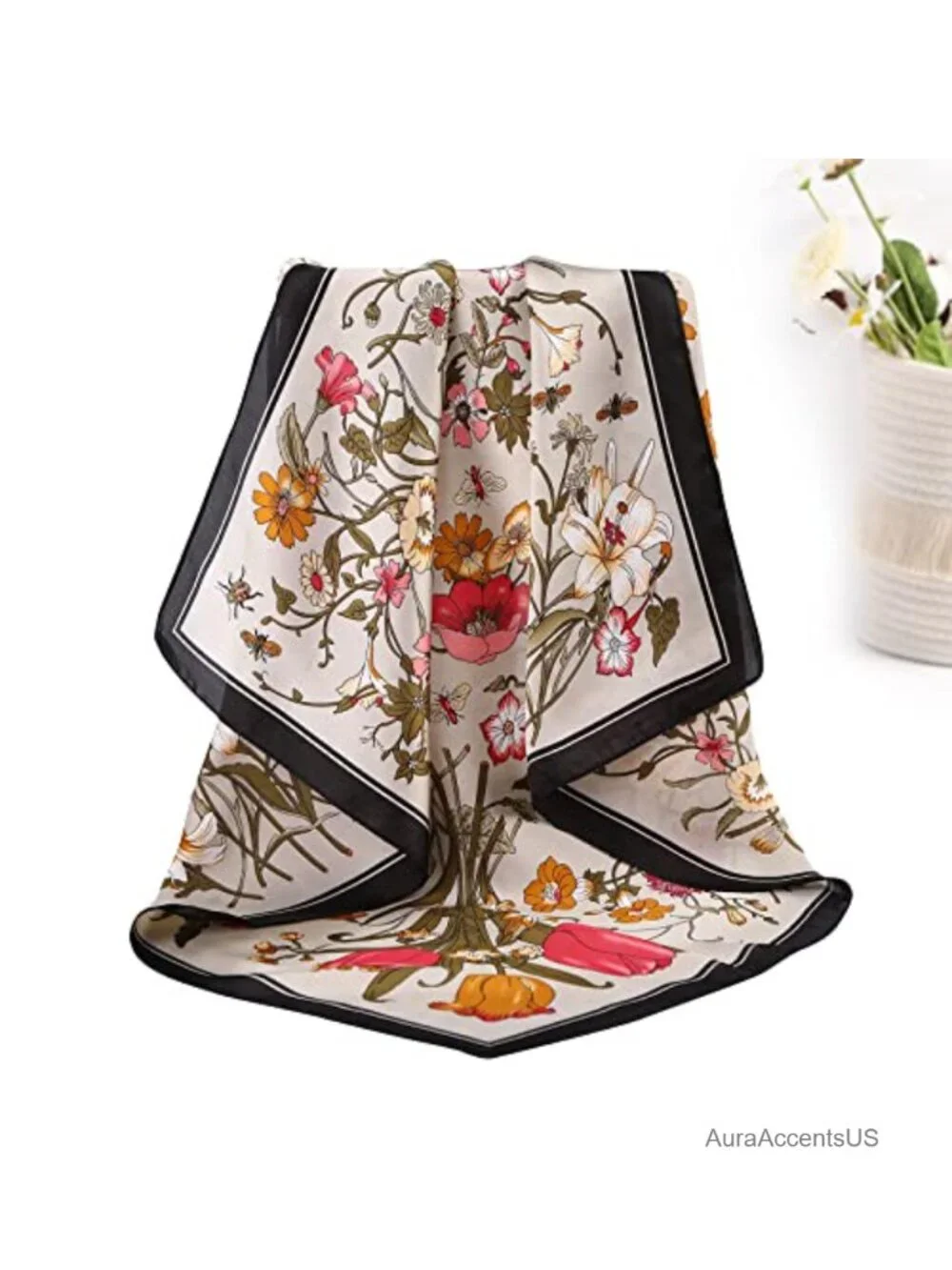 Silk Like Satin Square Head Scarf 4 Pack Hair Wraps Bandanas for Sleeping